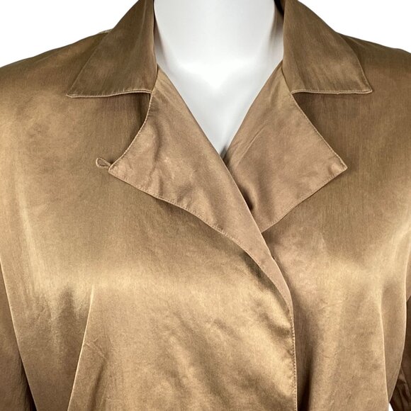 Vintage Ann May 100% Silk Blazer Jacket Womens Size M Long Sleeve Bronze - Picture 2 of 7